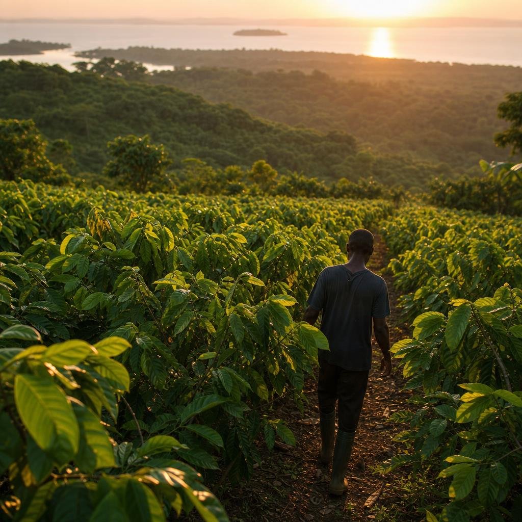 Cocoa and cashew farmland in Ghana