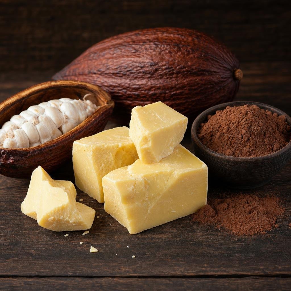 Cocoa butter, powder, and liquor derivatives