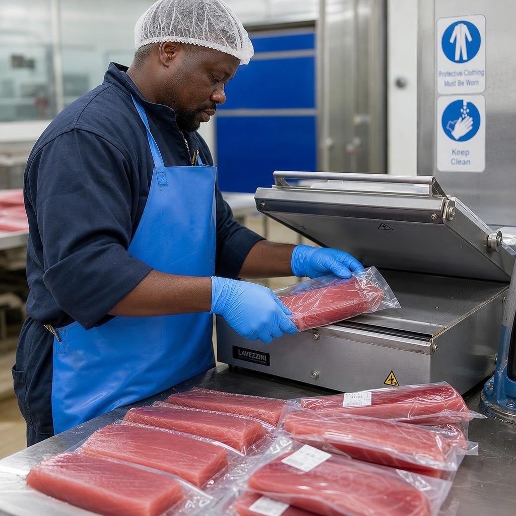 Fresh-chilled tuna processing
