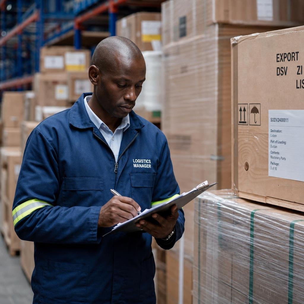 Logistics manager checking export cargo manifests